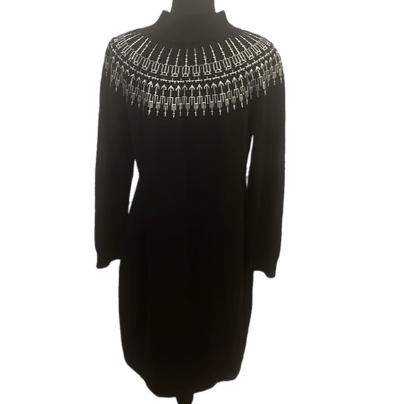 Talbots fair isle mock turtleneck sweater dress - Picture 2 of 6